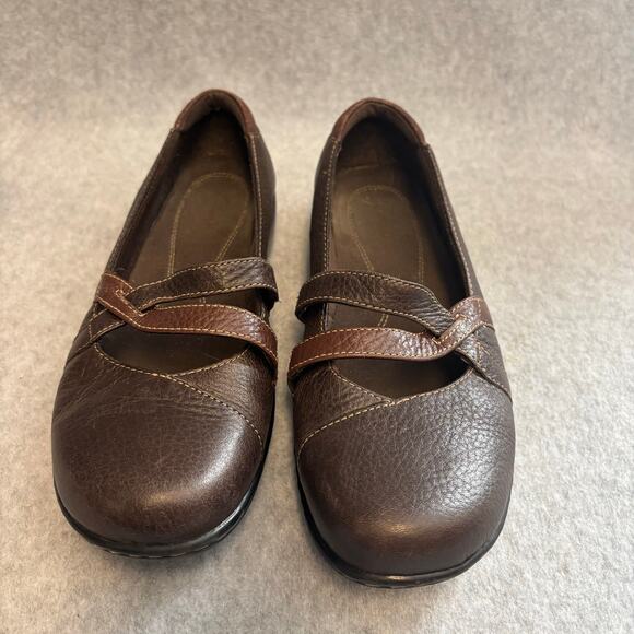 Clarks Bendables Mary Jane Loafer Comfort Shoe Women Size 7 Brown Leather Casual - Picture 6 of 9
